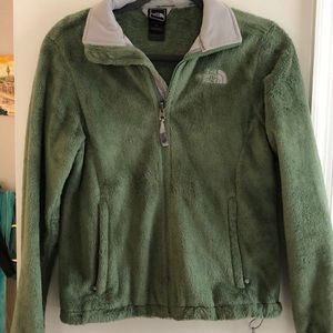 Green Fuzzy North Face Jacket